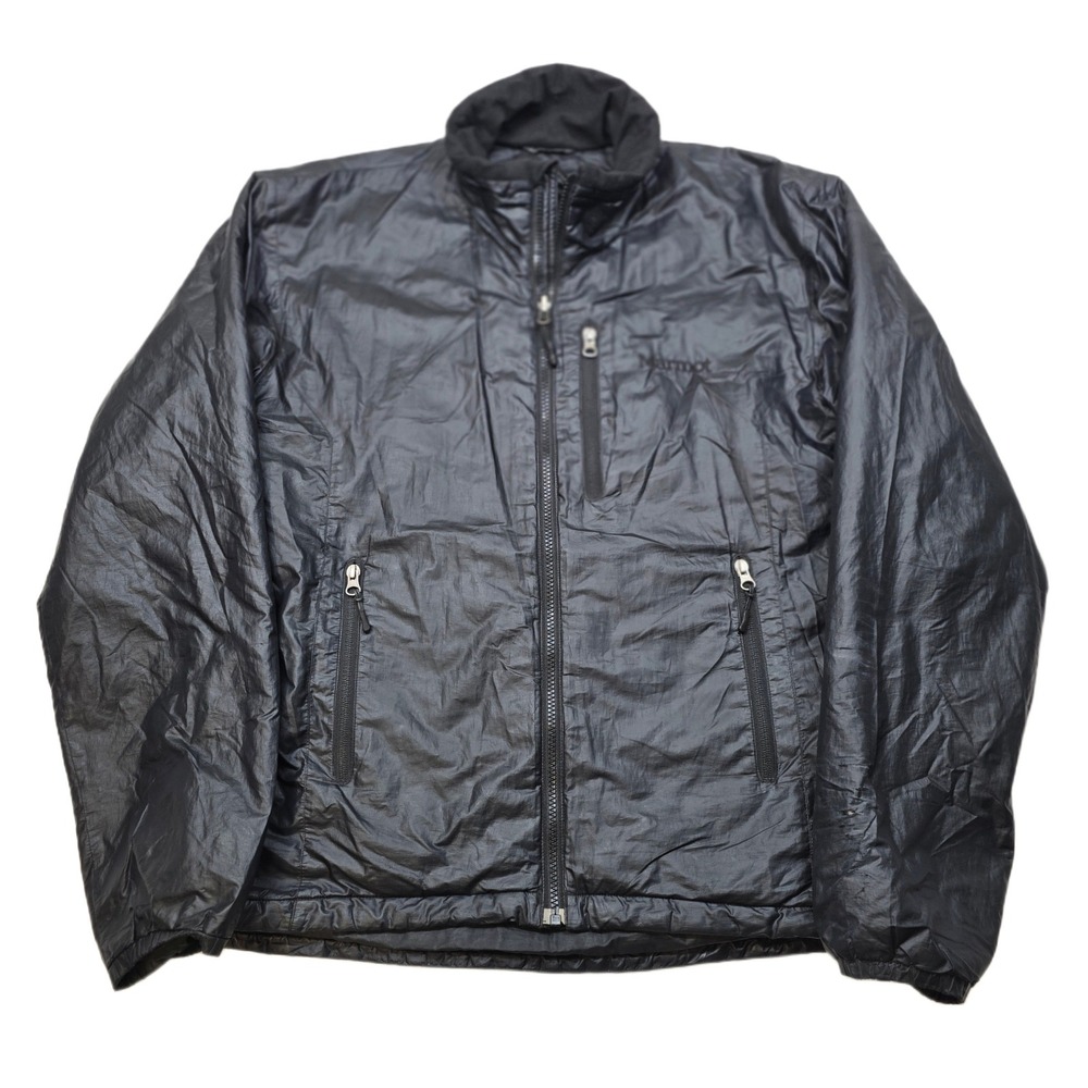 Marmot Puffer Jacket Mens Medium Black Lightweight Zip Insulated